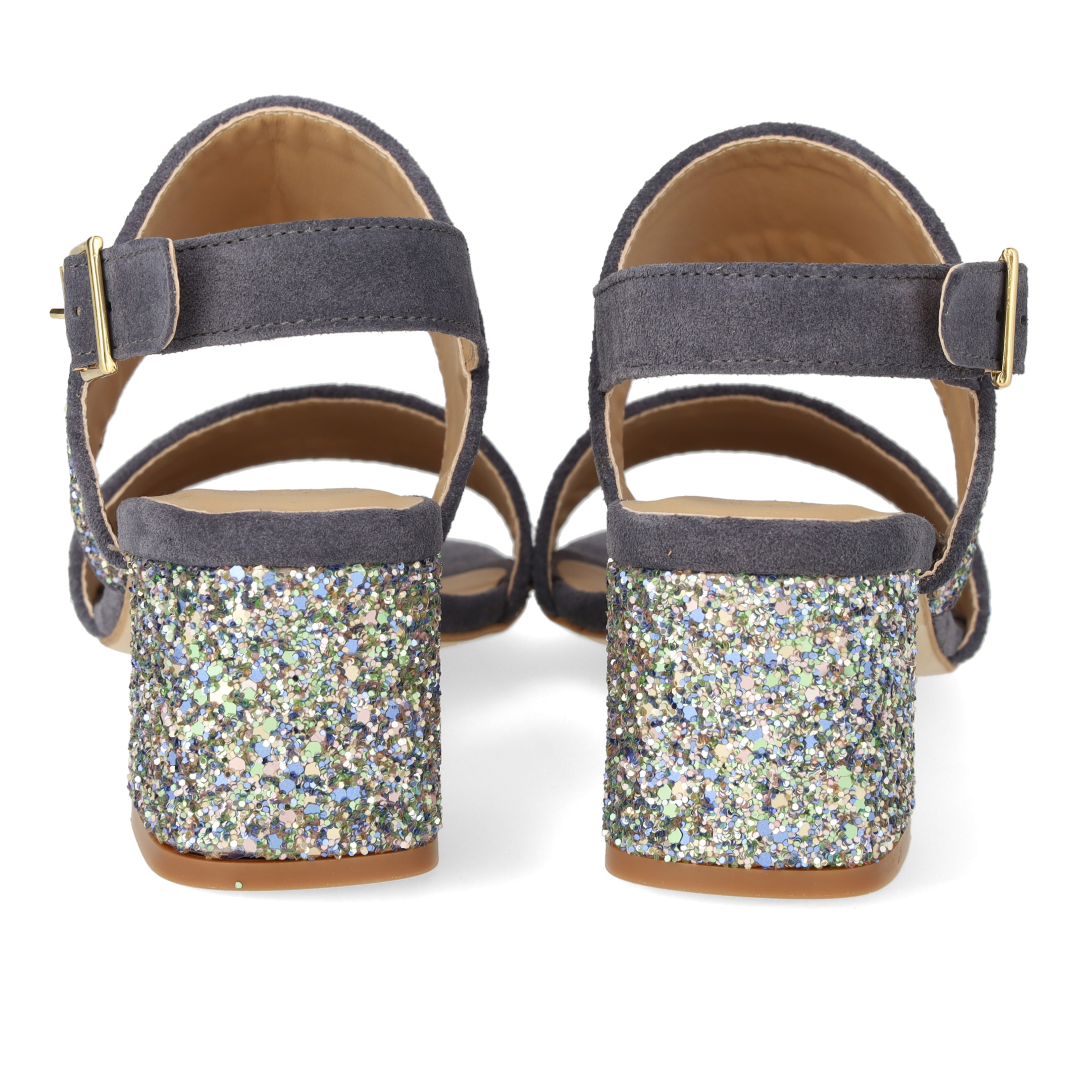 Strappy sandal in sparkling glitter