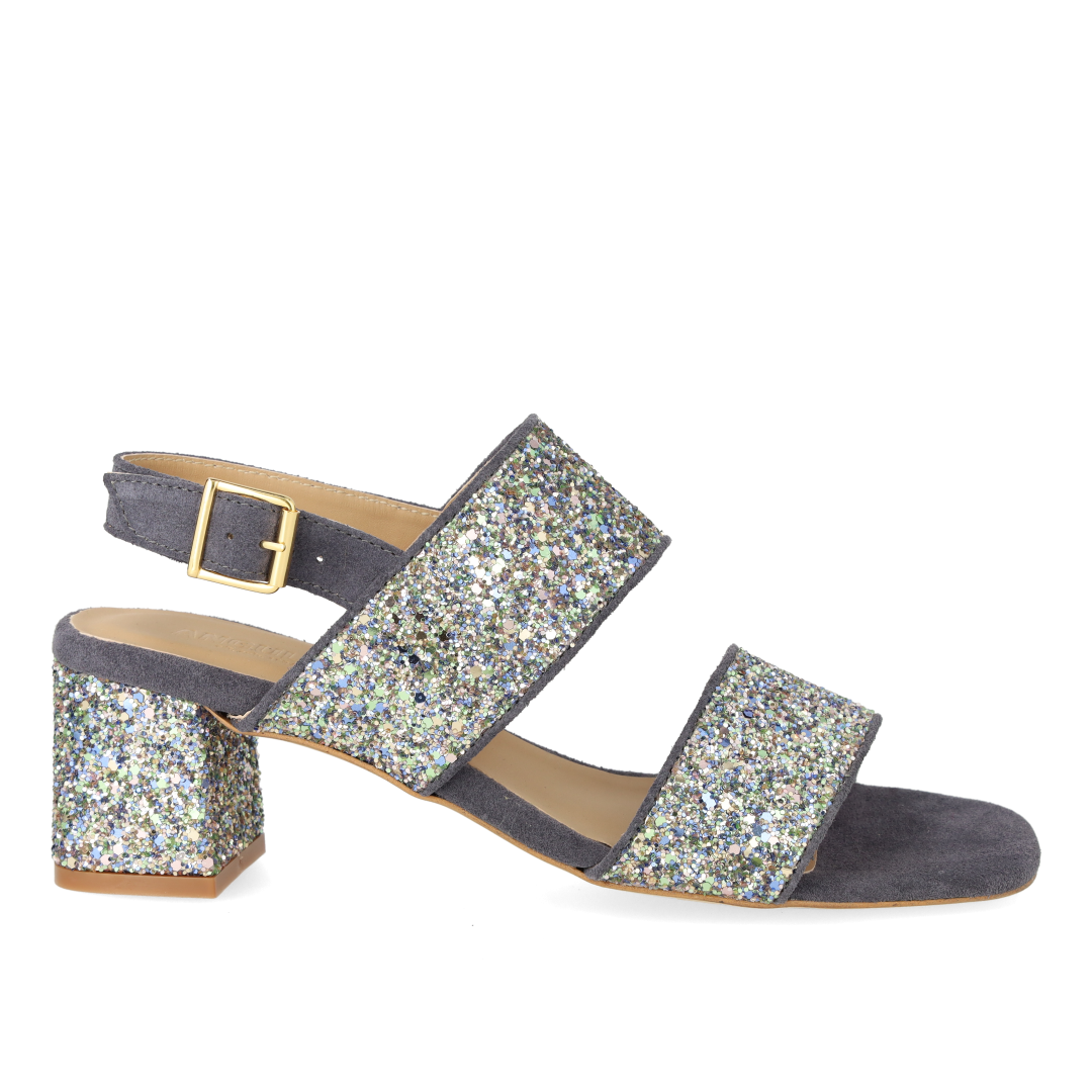 Strappy sandal in sparkling glitter