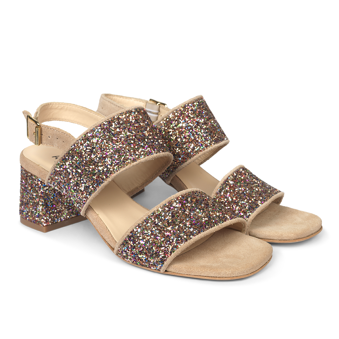 Strappy sandal in sparkling glitter