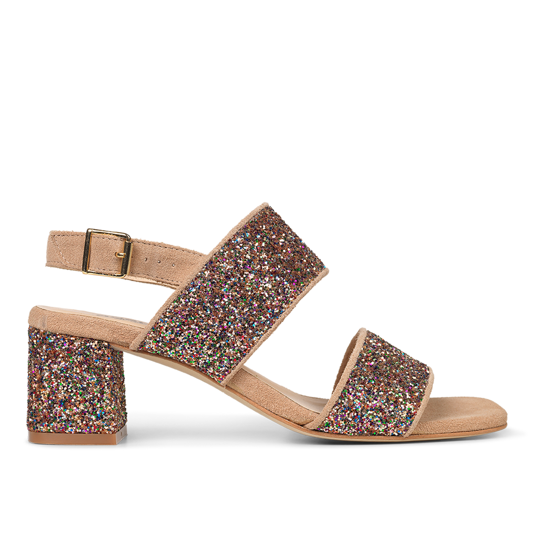 Strappy sandal in sparkling glitter