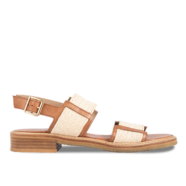 Sandal with contrast raffia elastic