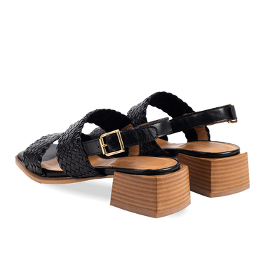 hand-braided sandal with block heel