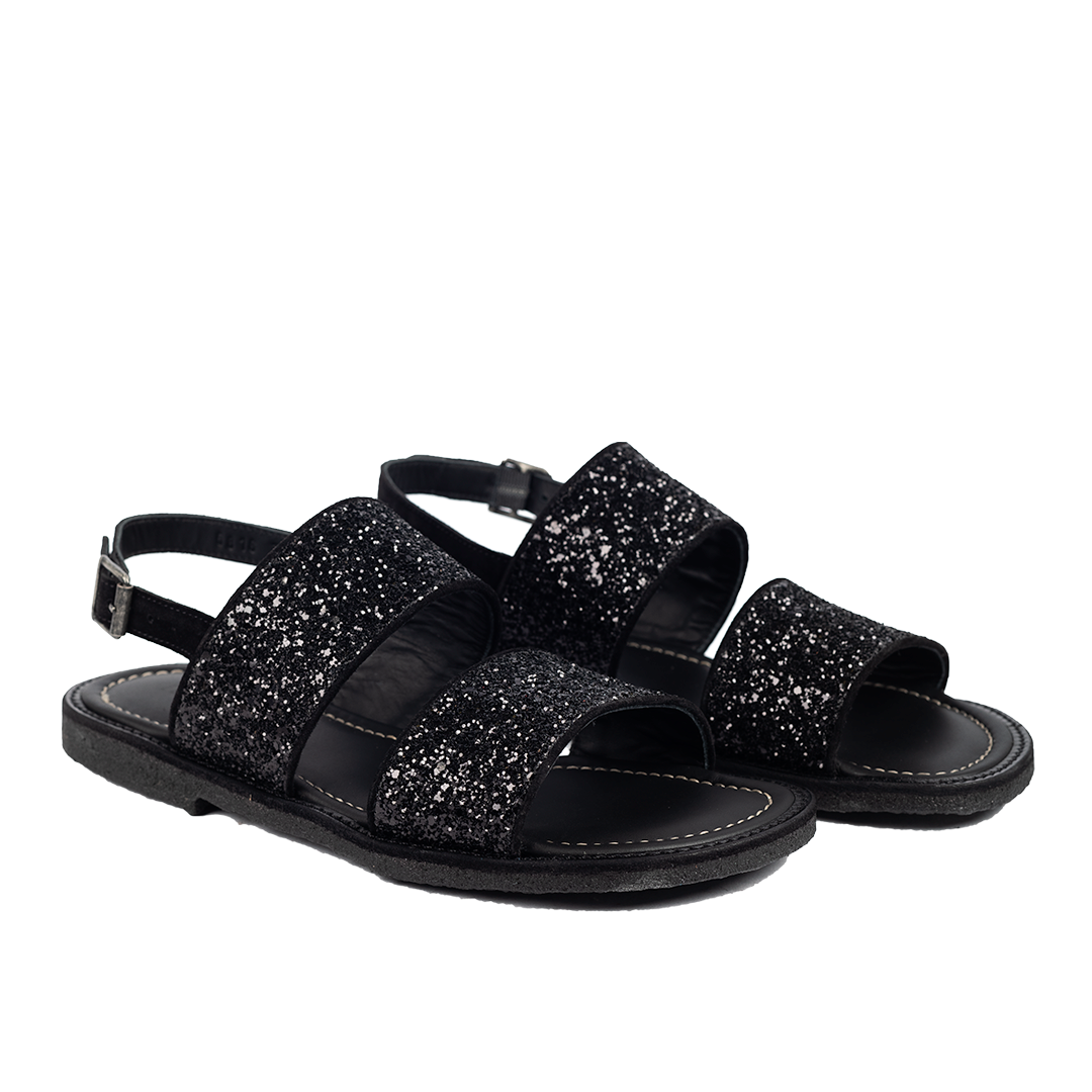 Sandal with sparkling black glitter