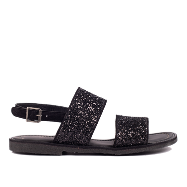 sandal with sparkling black glitter