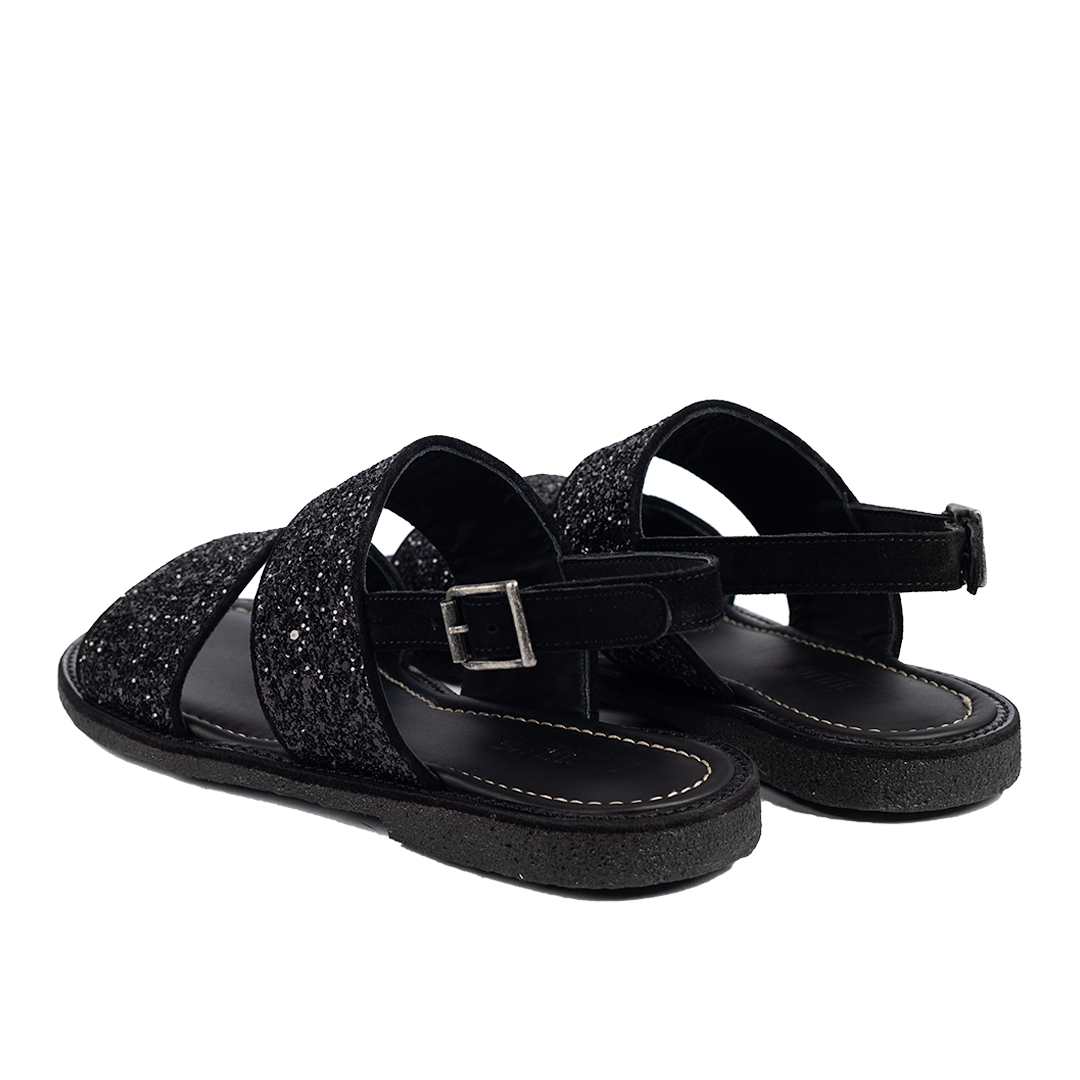 Sandal with sparkling black glitter