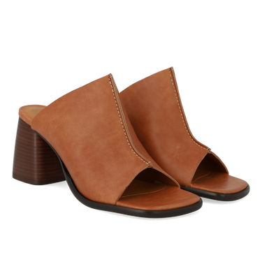 Mule with sculptural heel