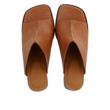 Mule with sculptural heel