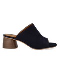 Mule with sculptural wooden heel