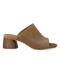 Mule with sculptural wooden heel