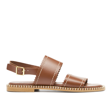 Leather sandal with wavy trim