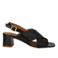 High cross-strap sandal in hand-braided leather