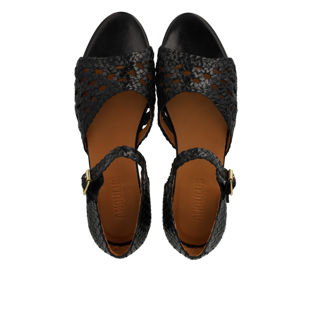 Hand-braided sandal with openwork detail