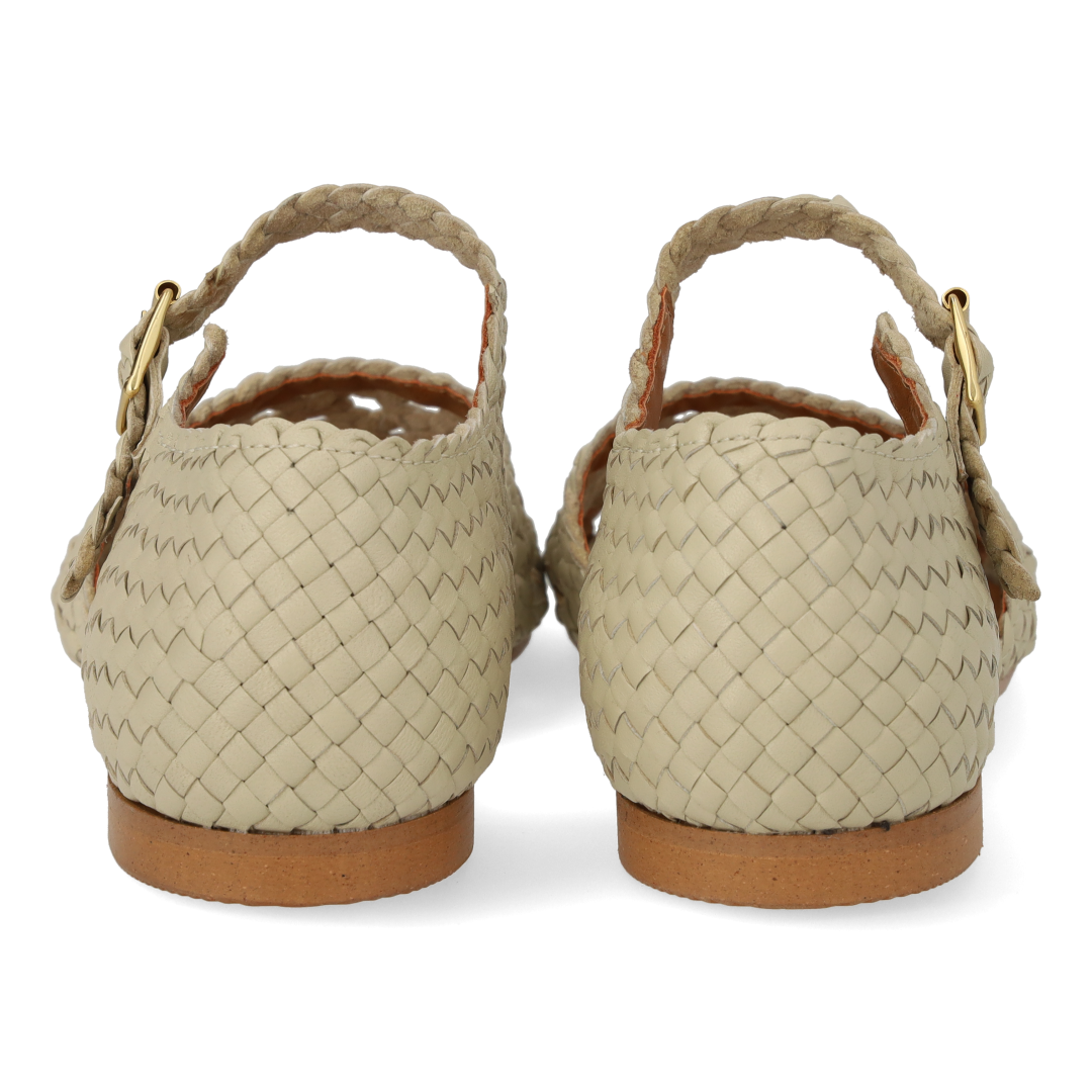 Hand-braided sandal with perforated pattern detail