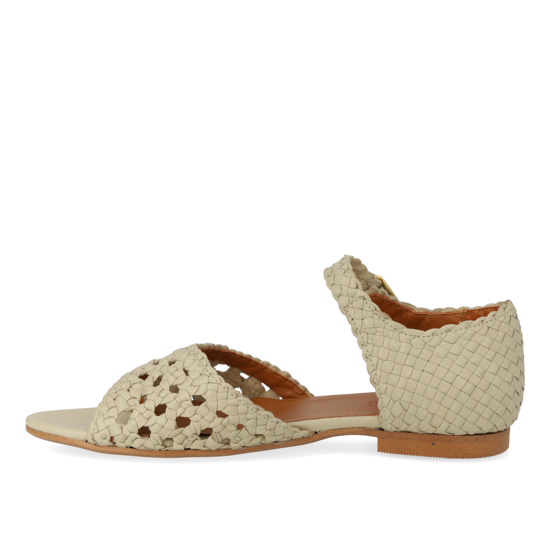 Hand-braided sandal with perforated pattern detail