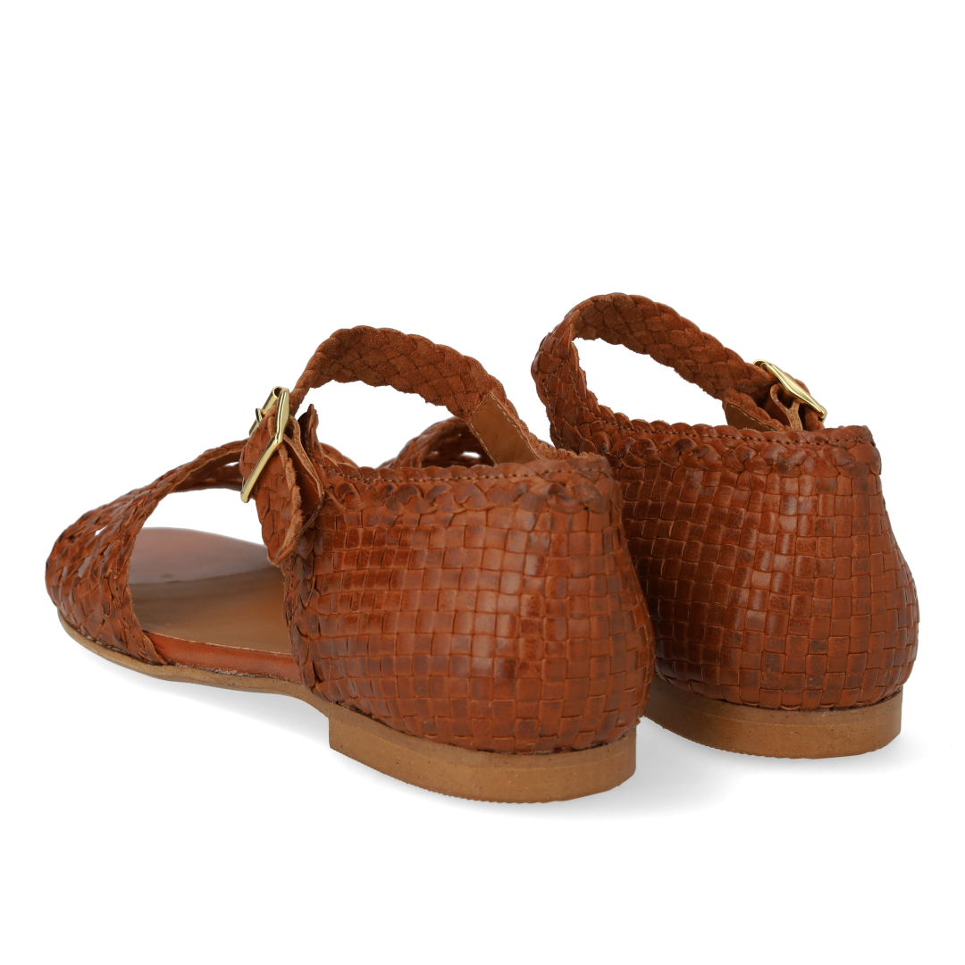 hand-braided sandal with cut-out pattern detail