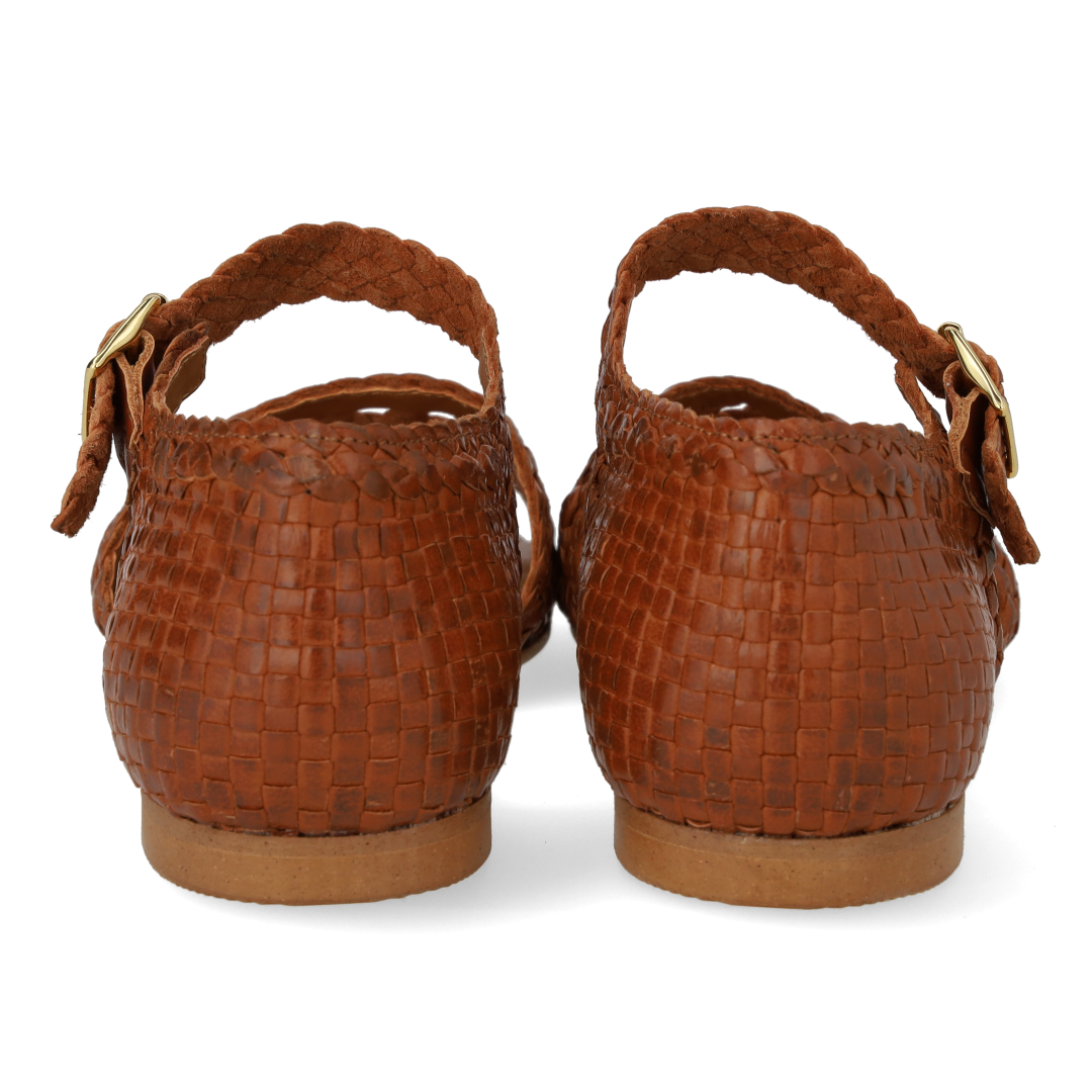 hand-braided sandal with cut-out pattern detail