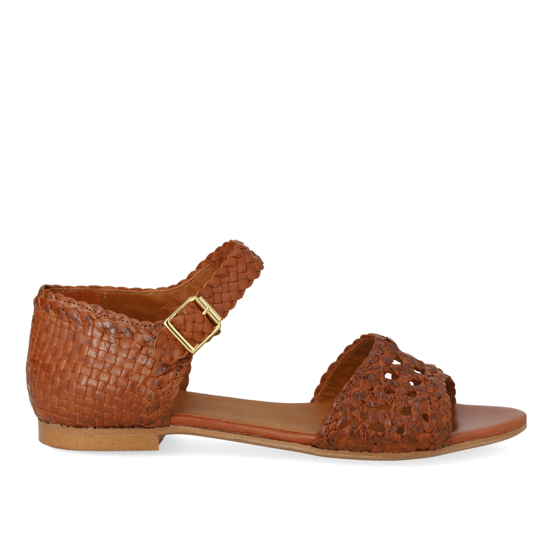 hand-braided sandal with cut-out pattern detail