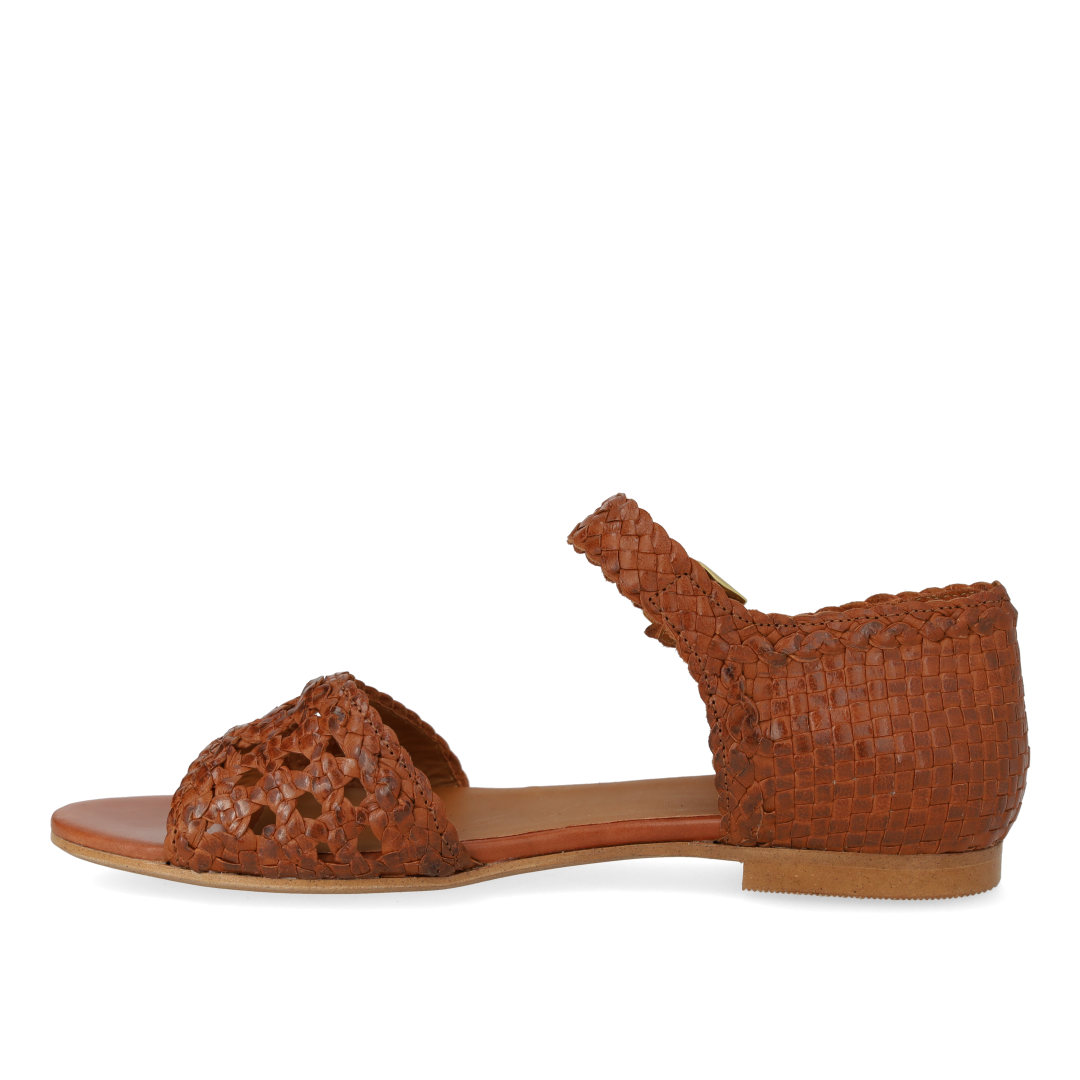 hand-braided sandal with cut-out pattern detail