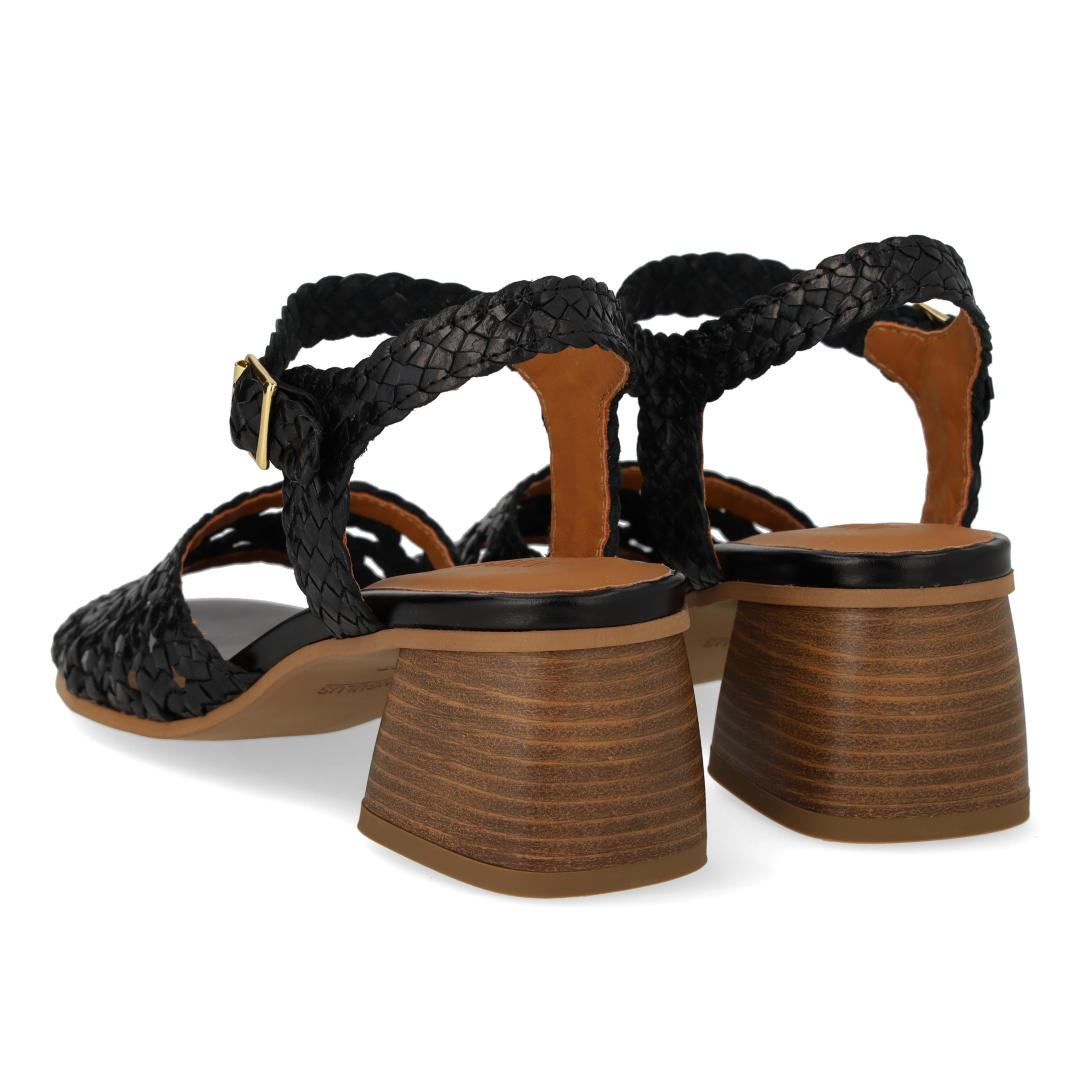 Hand-braided sandal with sculptural heel