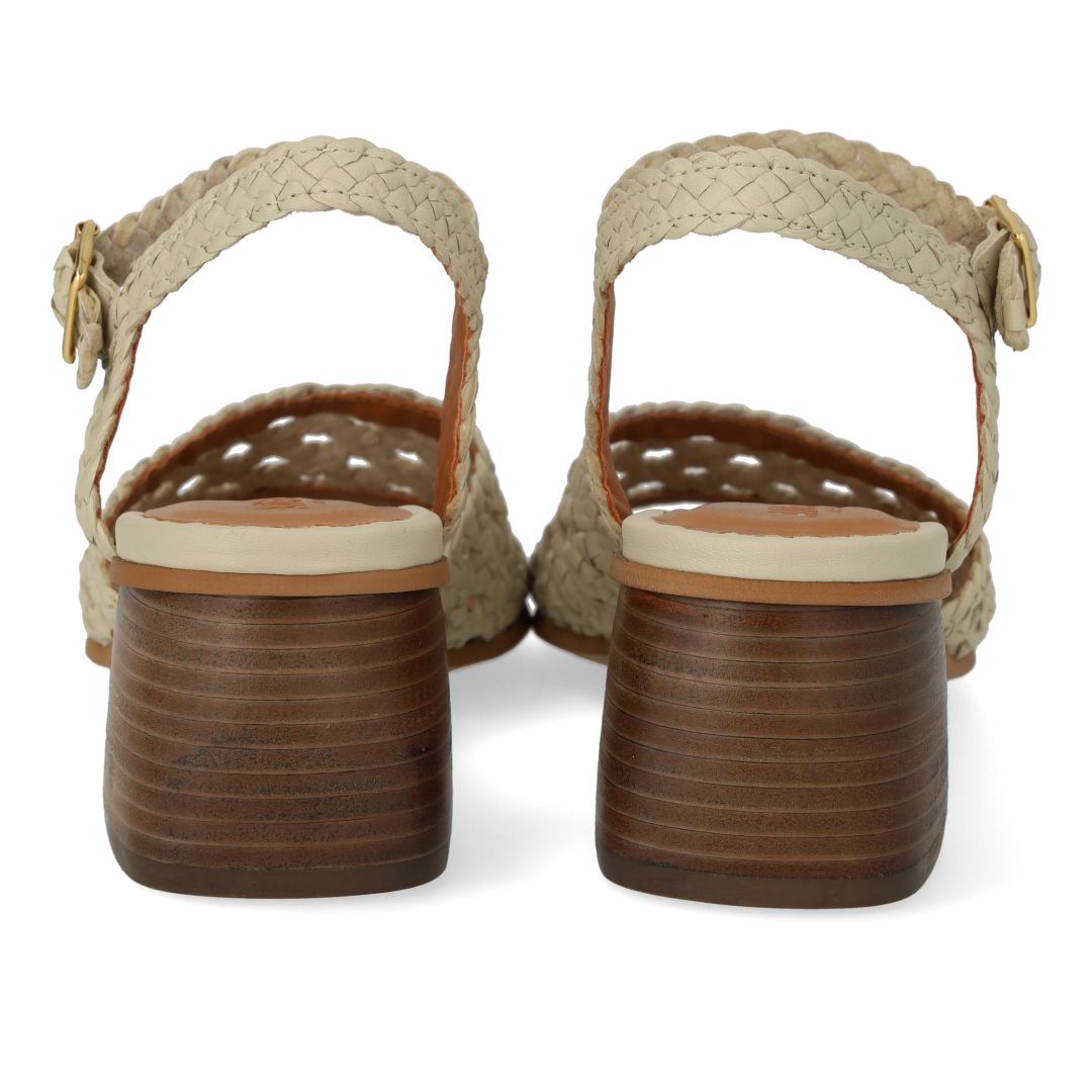 Hand-braided sandal with sculptural heel