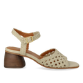 Hand-braided sandal with sculptural heel