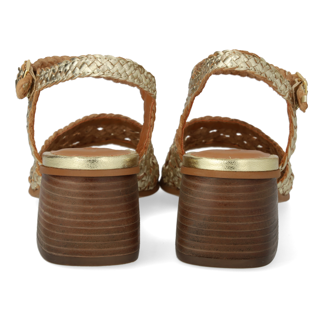 Hand-braided sandal with sculptural heel