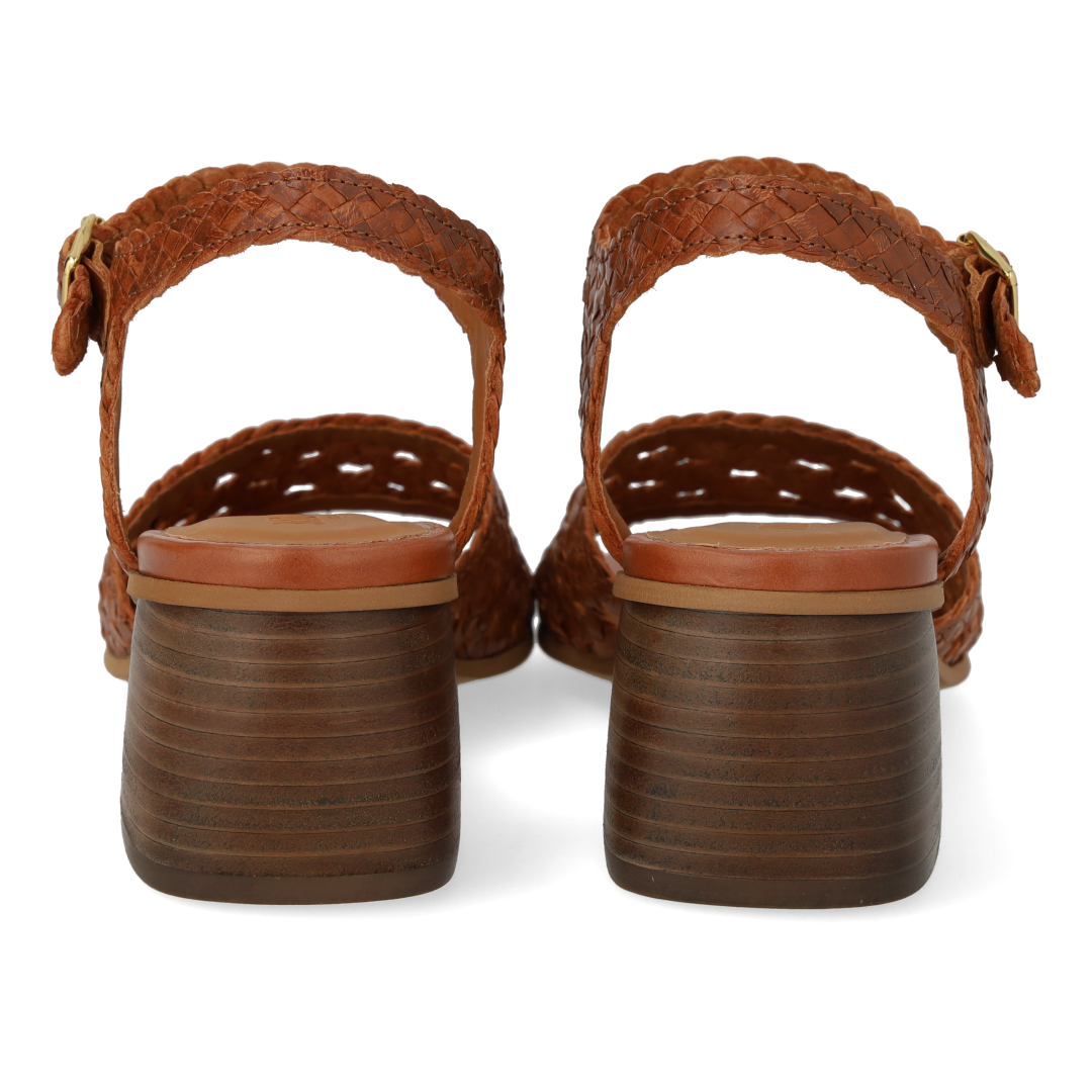 Hand-braided sandal with sculptural heel