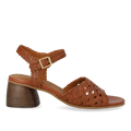 Hand-braided sandal with sculptural heel