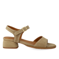 Sandal with curved block heel