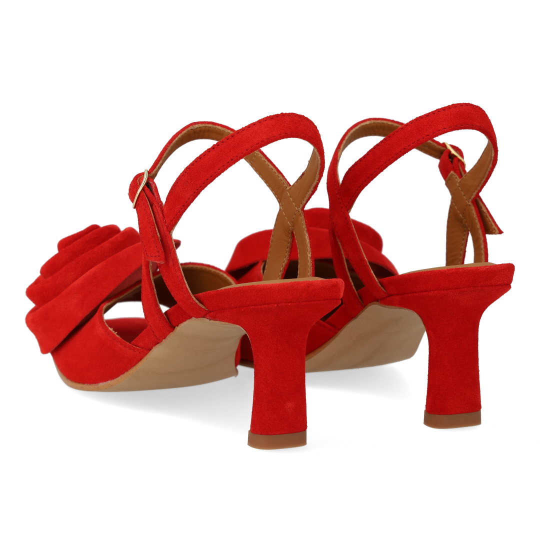 High-Heeled Sandal with voluminous rose detail