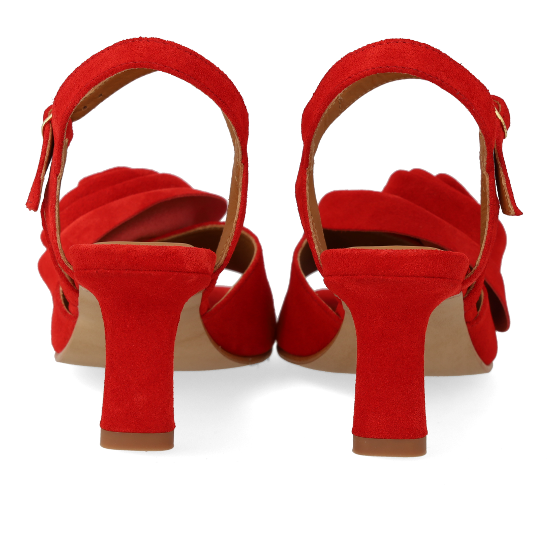 High-Heeled Sandal with voluminous rose detail