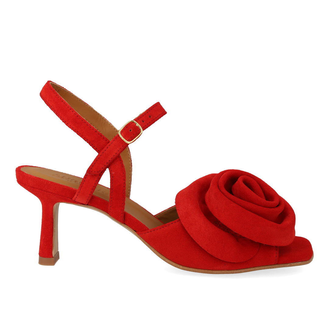 High-Heeled Sandal with voluminous rose detail