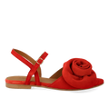 Sandal with voluminous rose detail