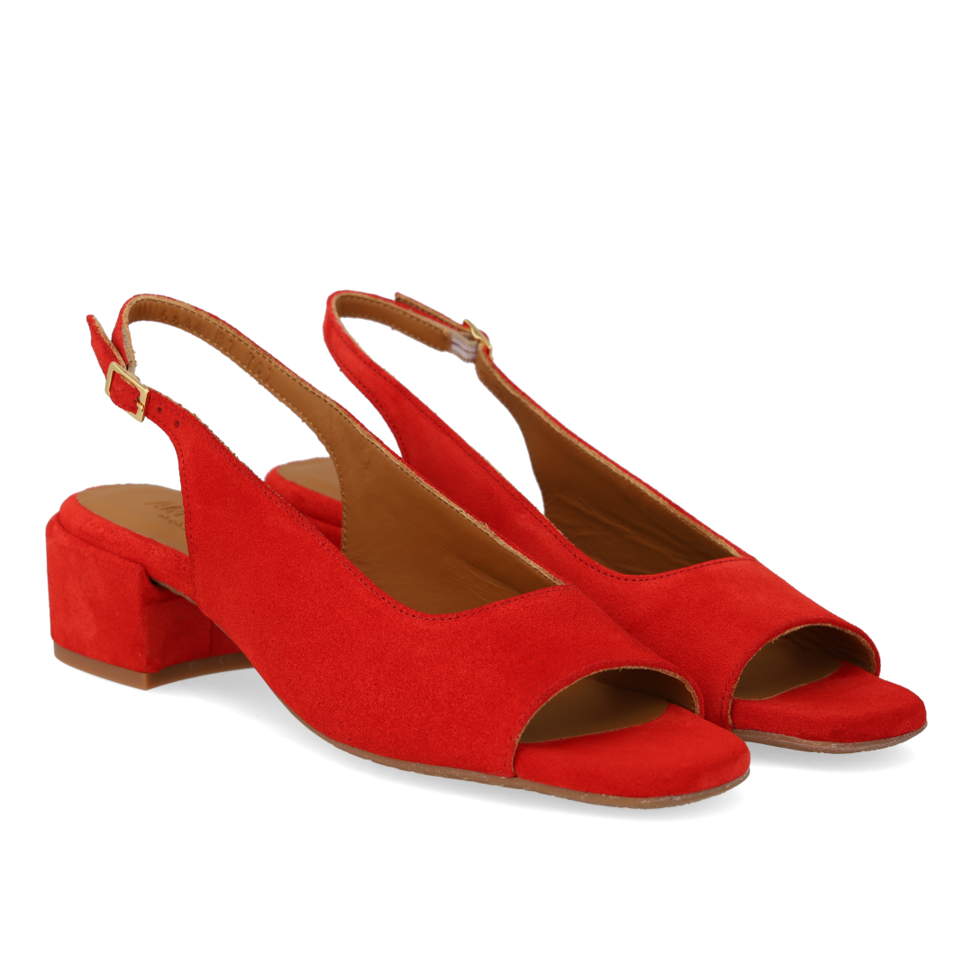 High-heeled slingback sandal with open toe