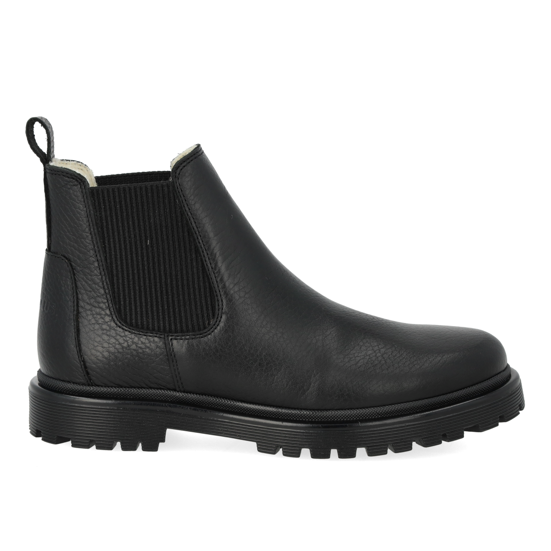 Boot with track sole and wool lining