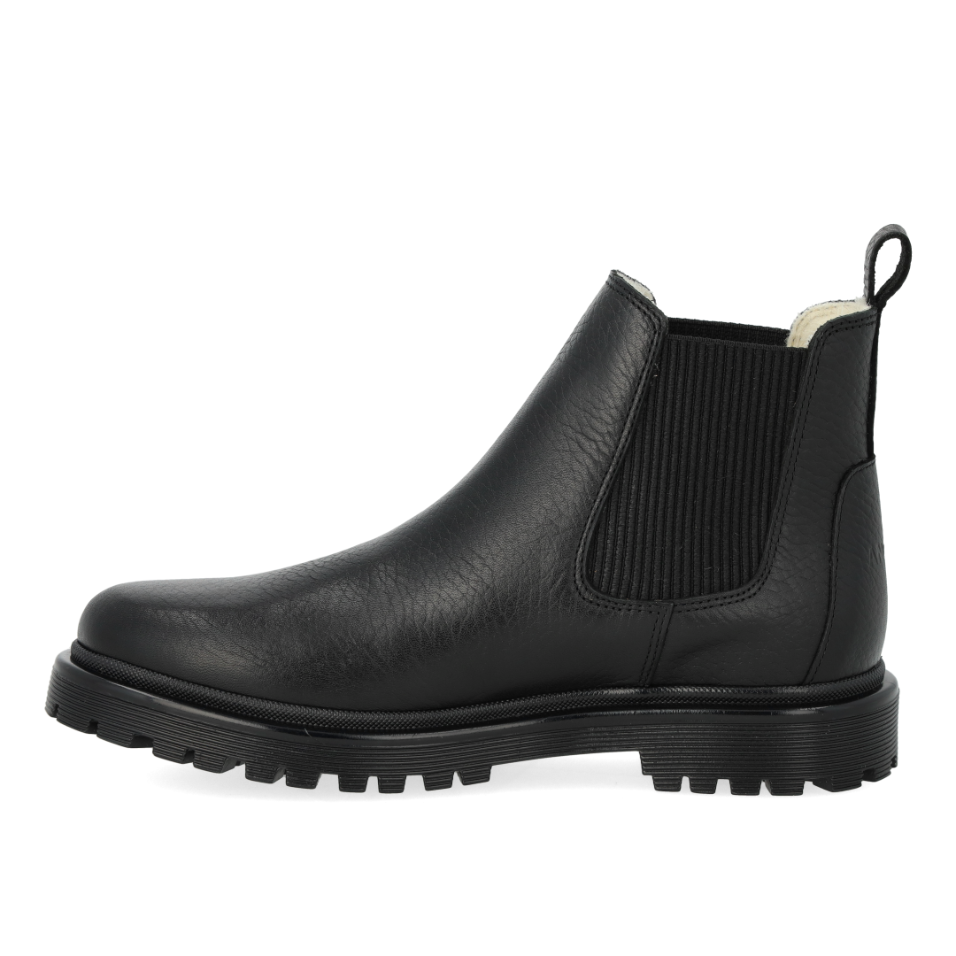 Boot with track sole and wool lining