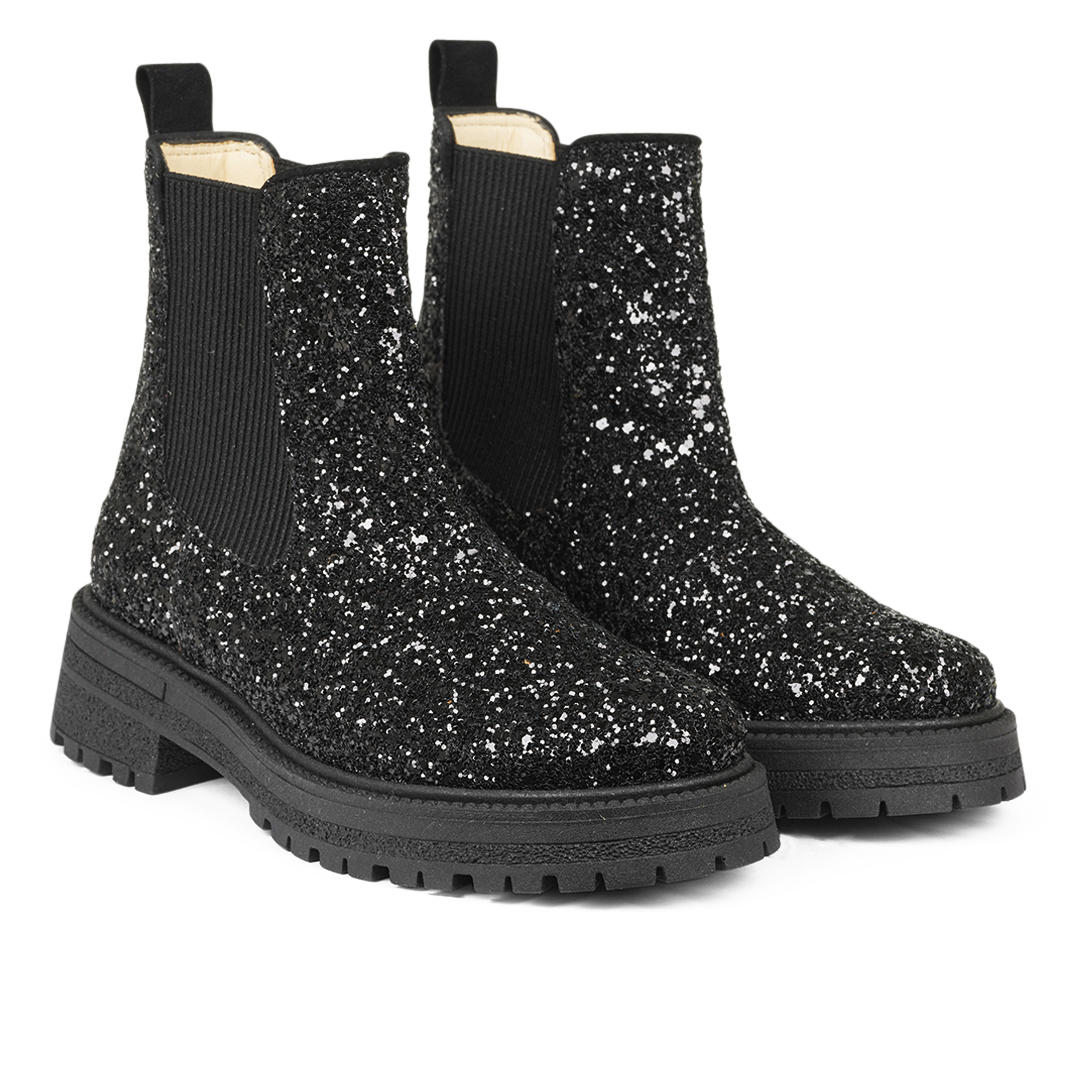 Glitter chelsea boot on track sole