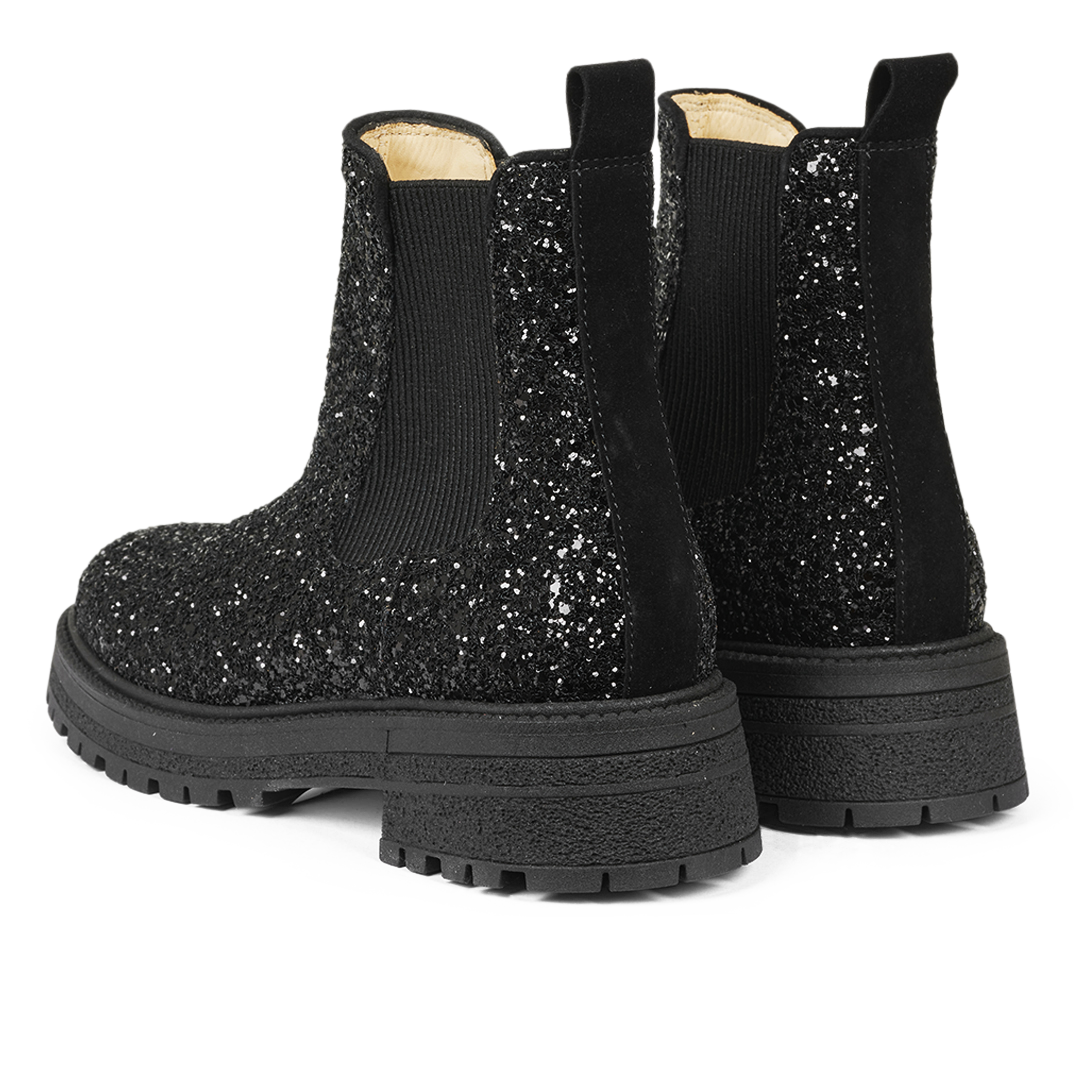 Glitter chelsea boot on track sole