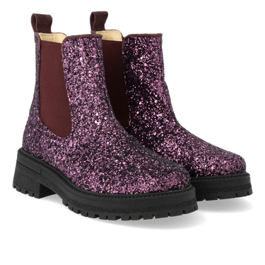 Glitter chelsea Boot on track sole