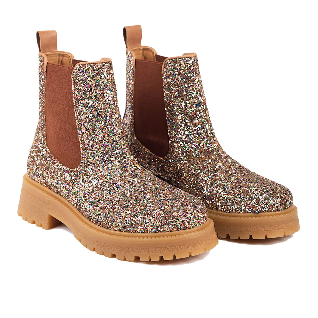 Glitter chelsea boot on track sole