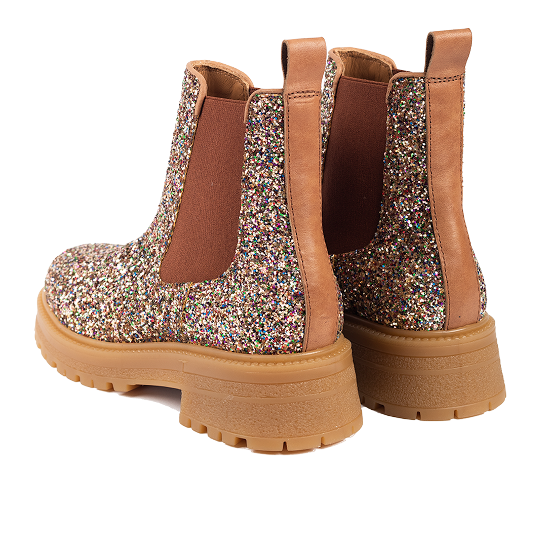 Glitter chelsea boot on track sole