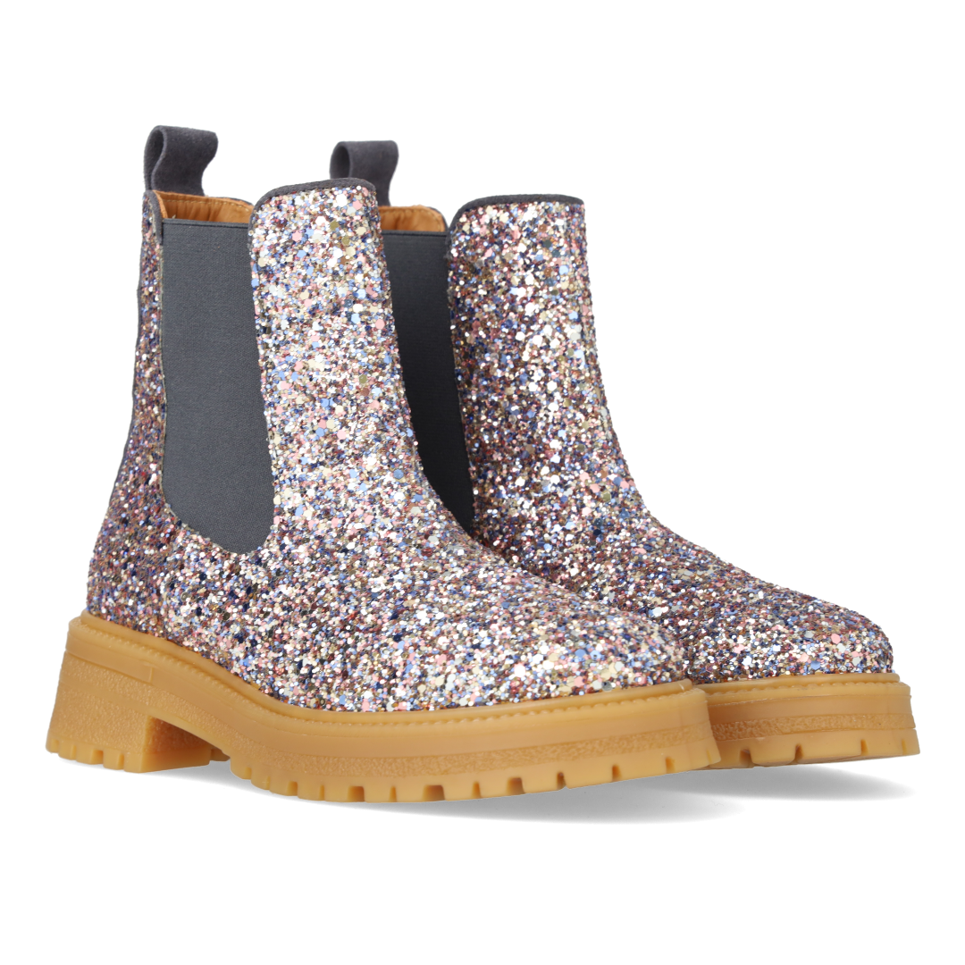Glitter chelsea boot on track-sole