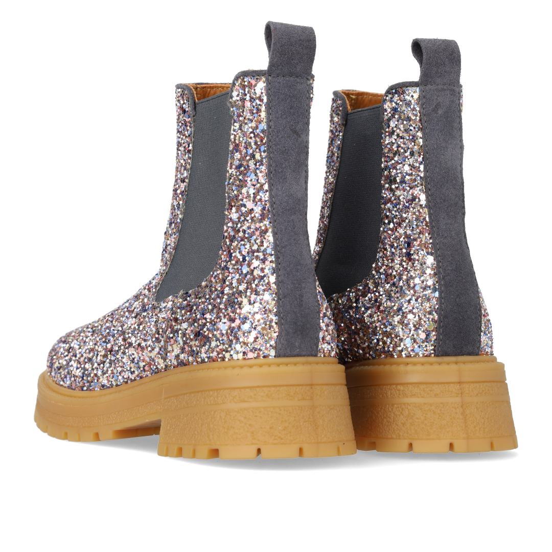 Glitter chelsea boot on track-sole