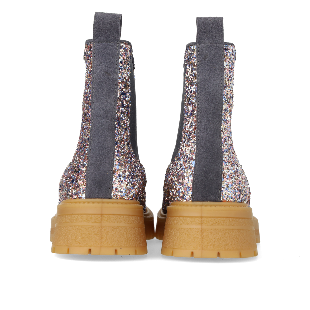 Glitter chelsea boot on track-sole