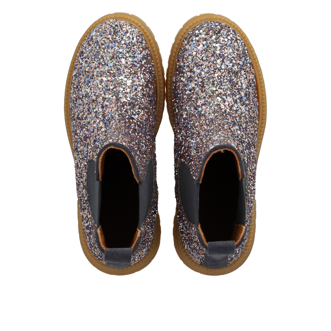 Glitter chelsea boot on track-sole
