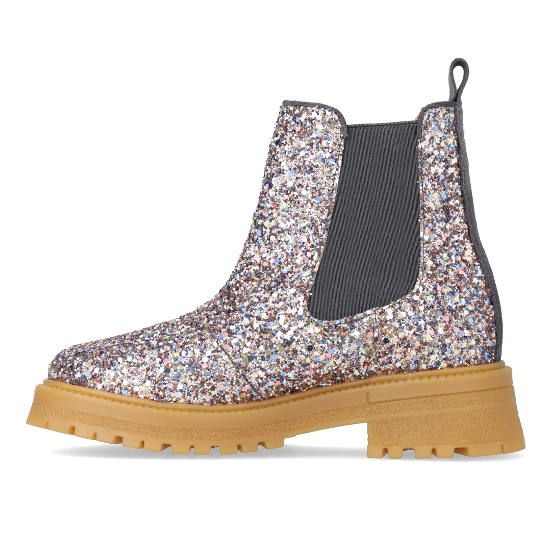 Glitter chelsea boot on track-sole