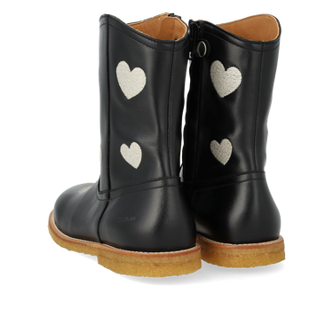 Cowboy boot with embroidered hearts