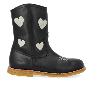 Cowboy boot with embroidered hearts