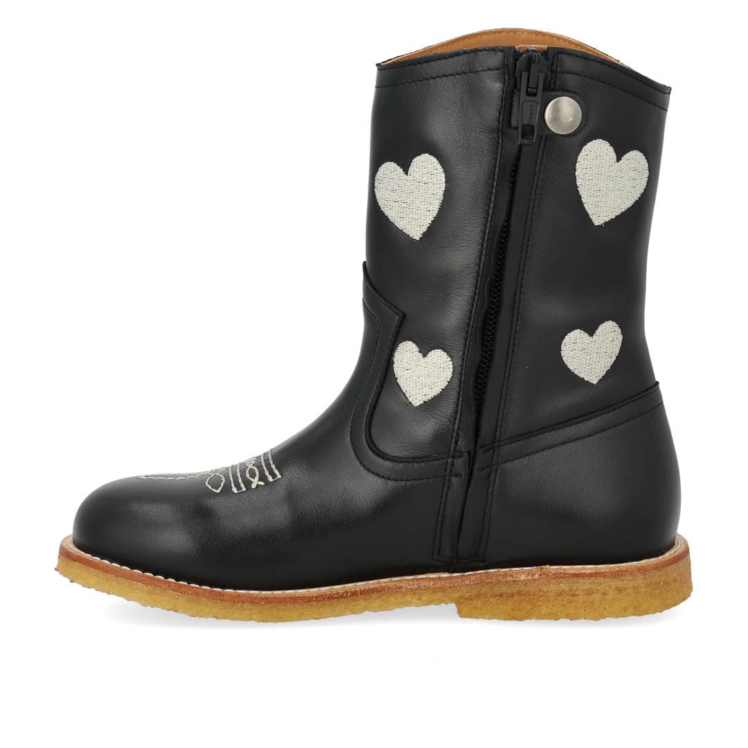 Cowboy boot with embroidered hearts