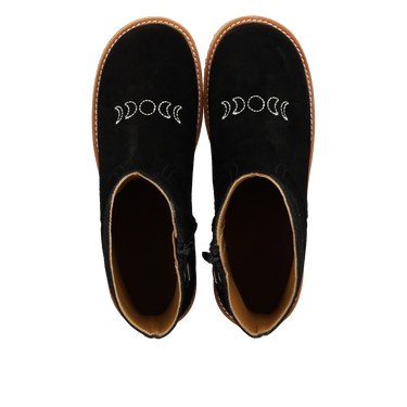 Cowboy boot with sun and moon embroidery